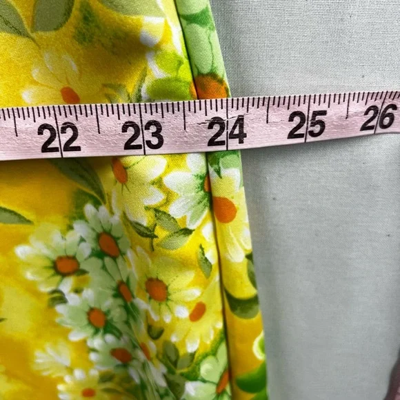 Vintage Sears Hawaii Dress Womens 10 Maxi Yellow Floral Muumuu Tropical Beach - Picture 12 of 14